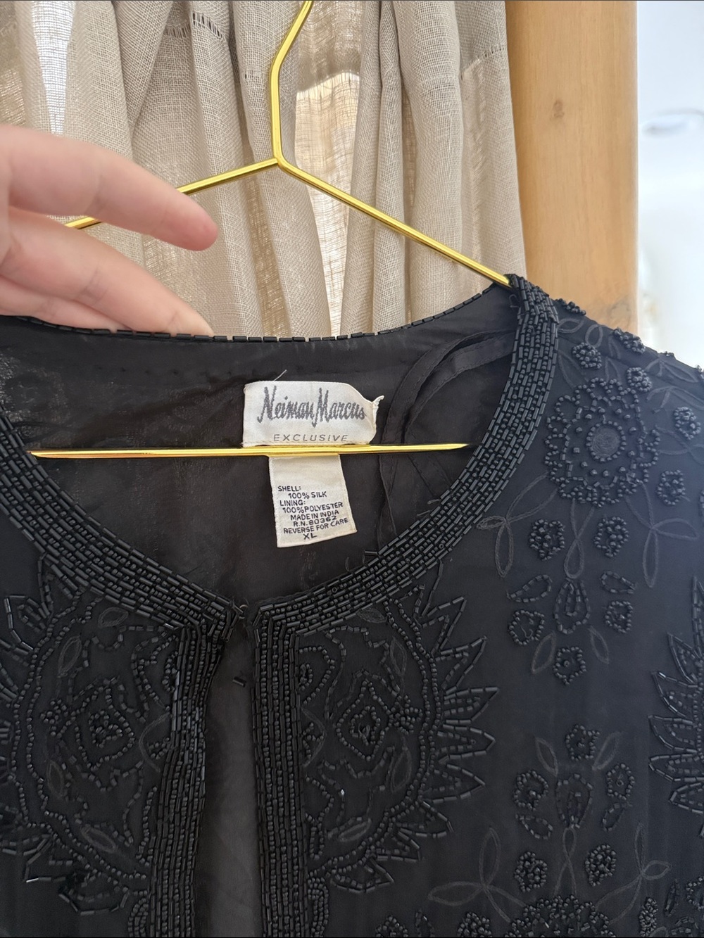 Neiman Marcus Black Beaded Embroidered Open Cardigan - Picture 5 of 5